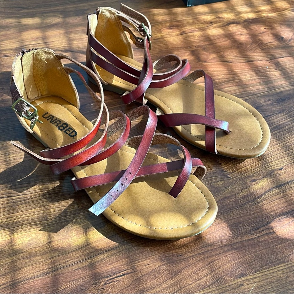 Brown Strappy Sandals (Size 8)